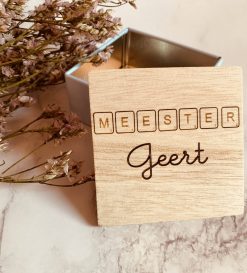 Vierkant doosje met houten deksel - Meester