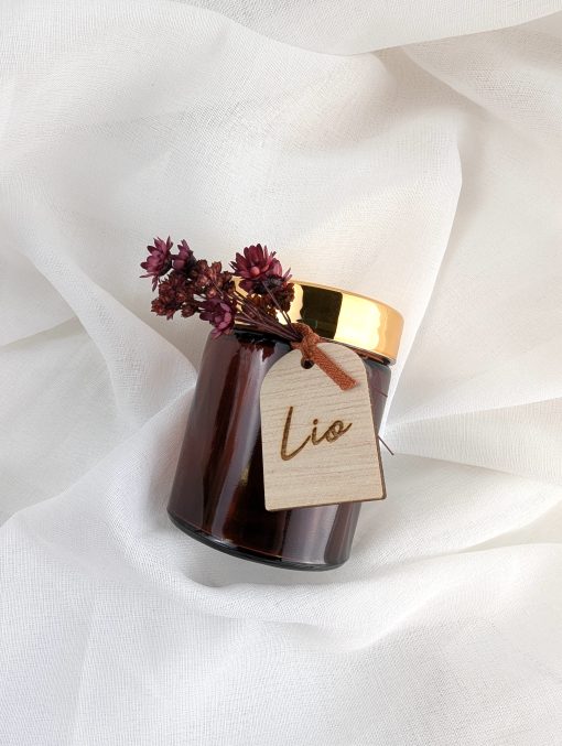 Frej Rond potje amber met schroefdeksel goud – 80 ml