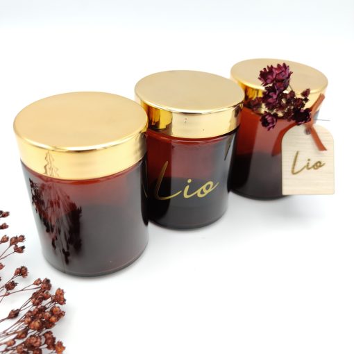 Rond potje amber met schroefdeksel goud – 80 ml