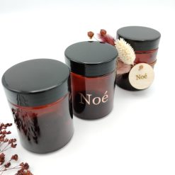 Rond potje amber met schroefdeksel zwart – 80 ml