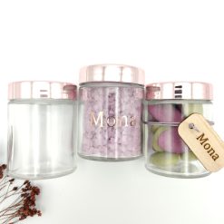 Rond potje transparant met schroefdeksel rose goud – 80 ml