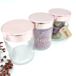 Rond potje transparant met schroefdeksel rose goud – 80 ml