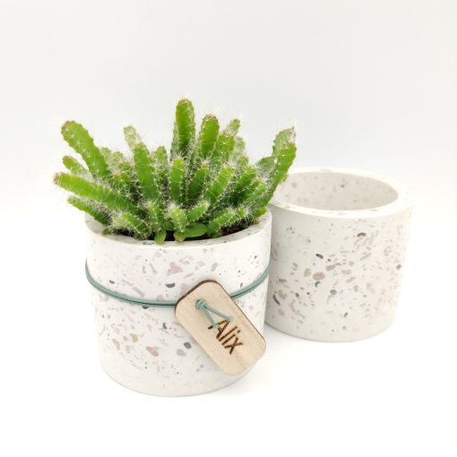 Terrazzo bloempotje - wit