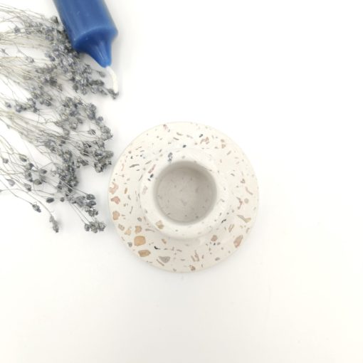 Terrazzo kandelaar - wit 00001