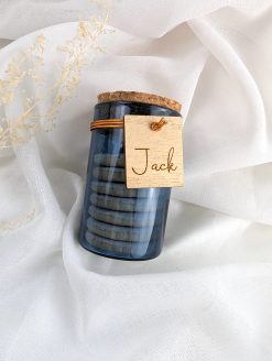 Frej Glazen potje met kurk - silver blue - 8,4 x 5 cm