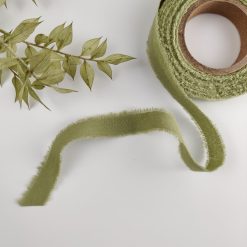 Lint katoen (per meter) - 15 mm - smokey green