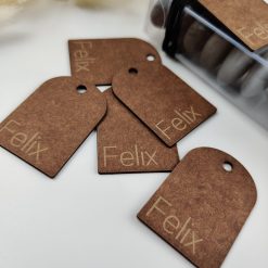 Label cognac rechthoek afgerond met gravure - 35 x 25 mm
