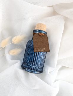 Frej Glazen ribbelflesje - silver blue - 40 ml