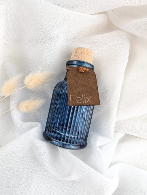 Frej Glazen ribbelflesje - silver blue - 40 ml