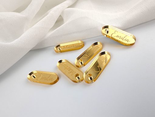 Frej Mini label goud spiegelacryl met gravure - 30 x 10 mm - 10 stuks