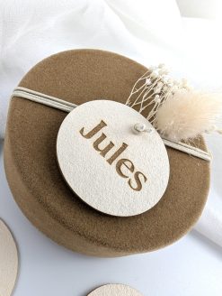 Label ecru rond met gravure – 40 mm – 10 stuks