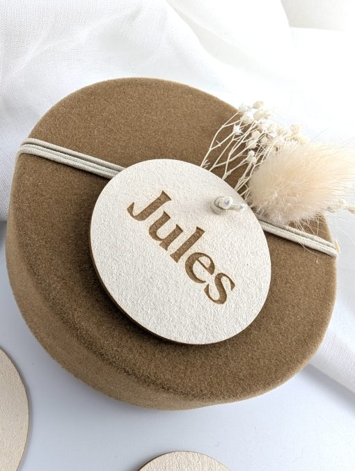 Label ecru rond met gravure – 40 mm – 10 stuks